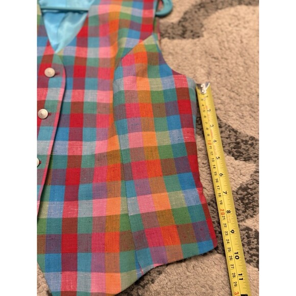 Vintage Nordstrom Trendy Colorful Plaid Vest Size 12 - Picture 9 of 11
